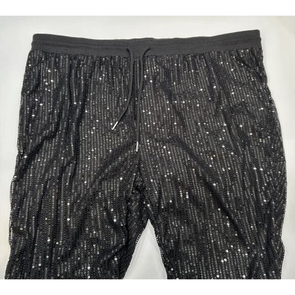Nikki Lund Womens Size 2X Black Full Sequin Drawstring Pull On Pants Joggers NWT - Picture 5 of 12